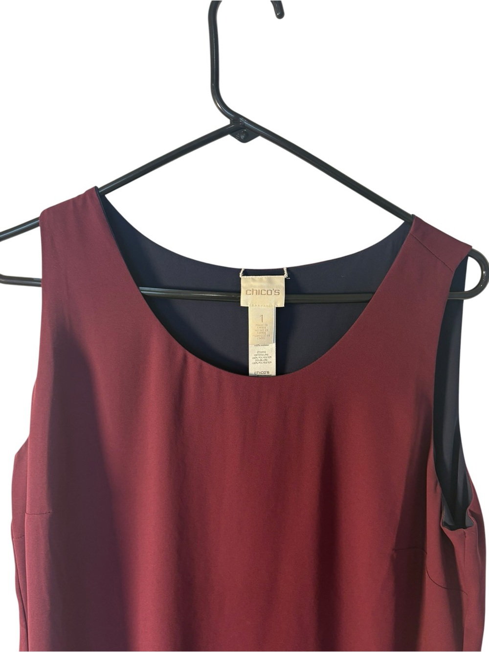 Chico's Sleeveless Scoop-Neck Tank Top in Wine Red - Picture 4 of 6
